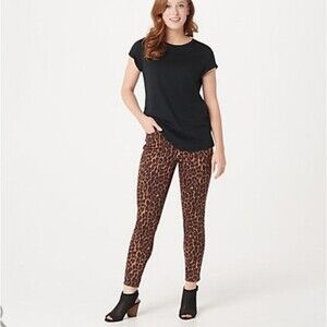 Lisa Rinna Collection Stretchy Skinny Animal Print Ankle Jeans Brown Size 0